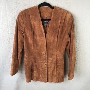 Vintage Nuons Suede Jacket Womens 6 Brown Genuine Leather Blazer Korea 80s